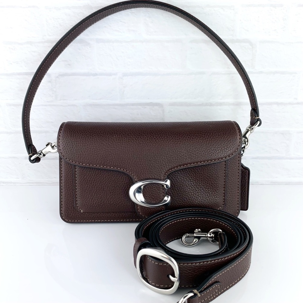 Coach Pebbled Tabby 20 Leather Shoulder Bag Maple/Silver $375
